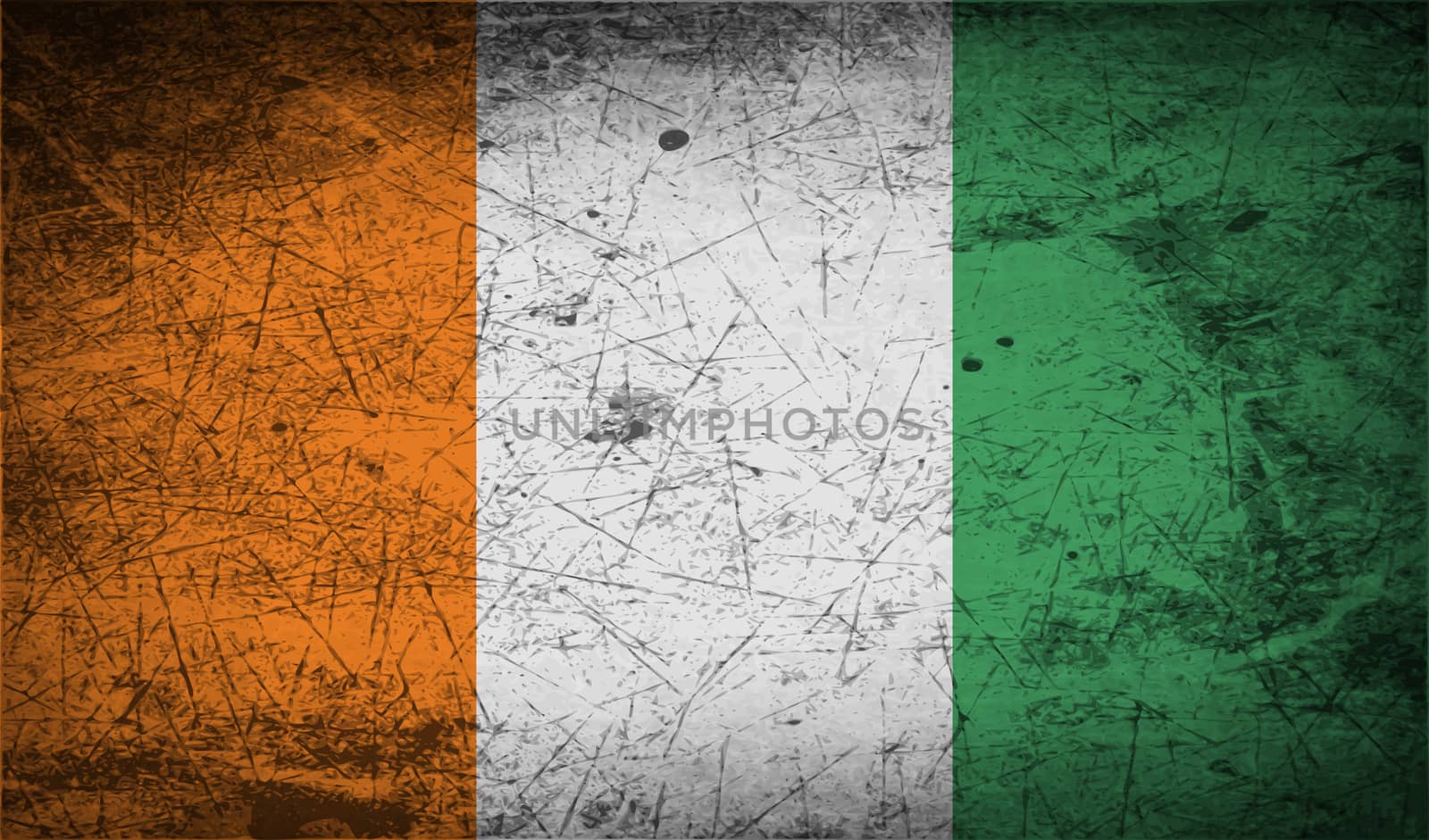 Flag of Cote divoire with old texture.  illustration