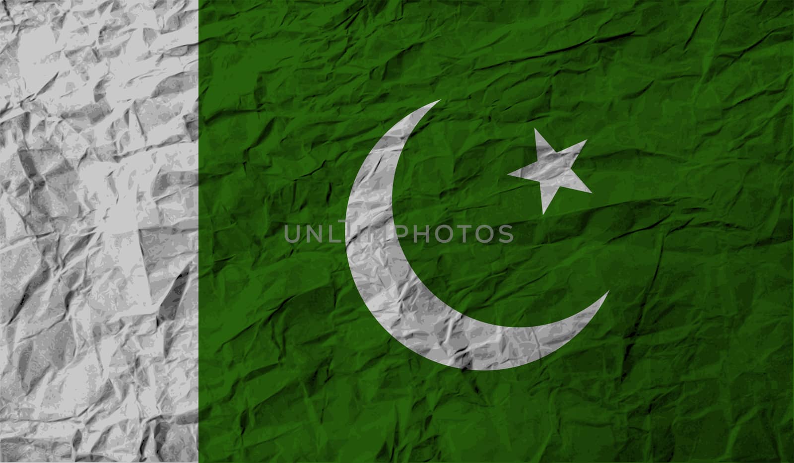 Flag of Pakistan with old texture.  illustration