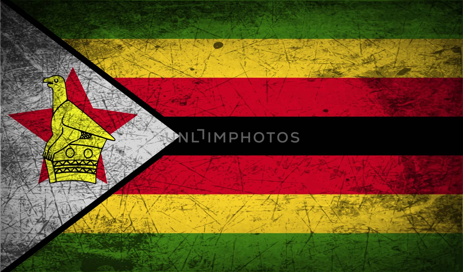 Flag of Zimbabwe with old texture.  illustration