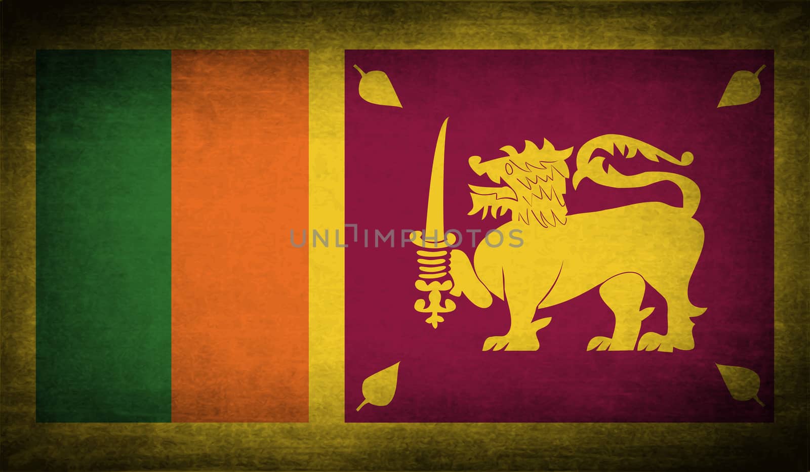 Flag of Sri Lanka with old texture.  illustration