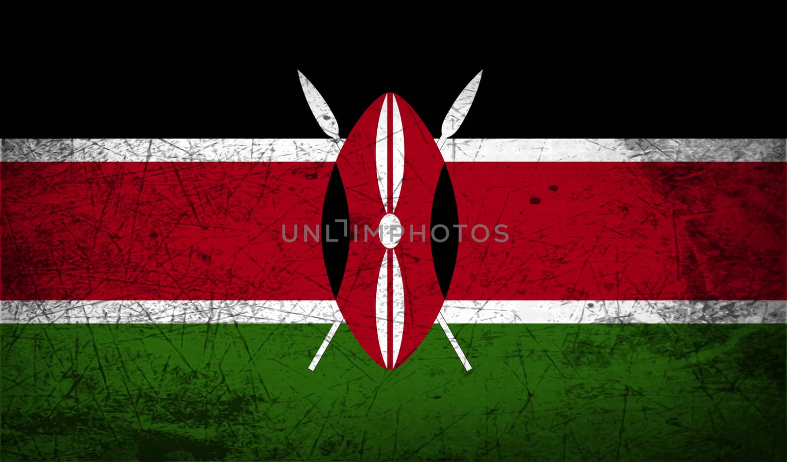 Flag of Kenya with old texture.  by serhii_lohvyniuk