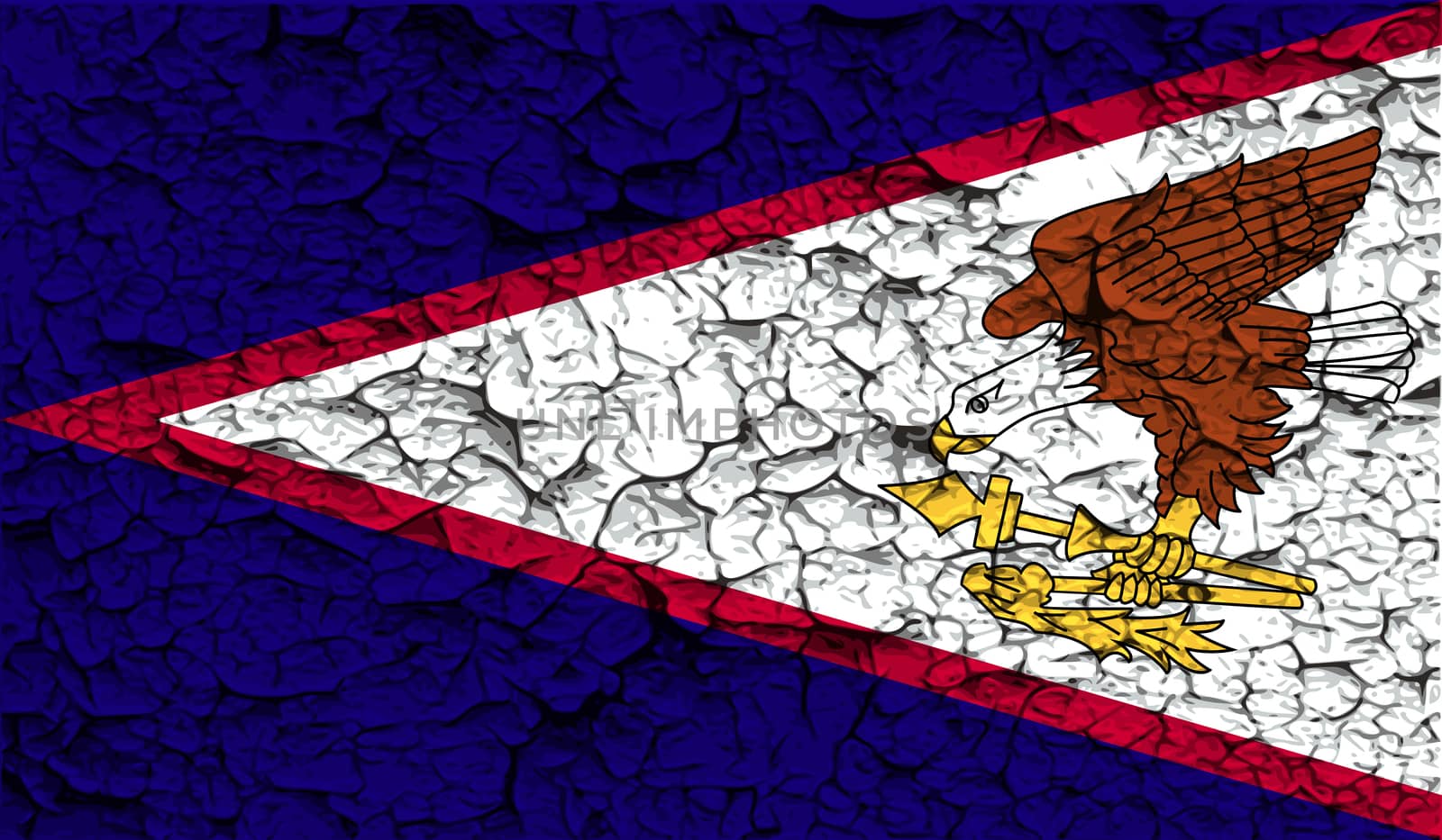 Flag of American Samoa with old texture.  illustration