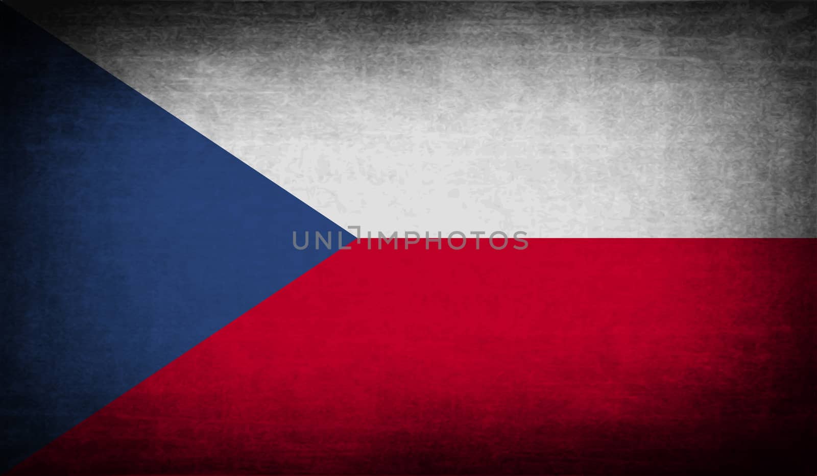 Flag of Czech Republic with old texture.  illustration