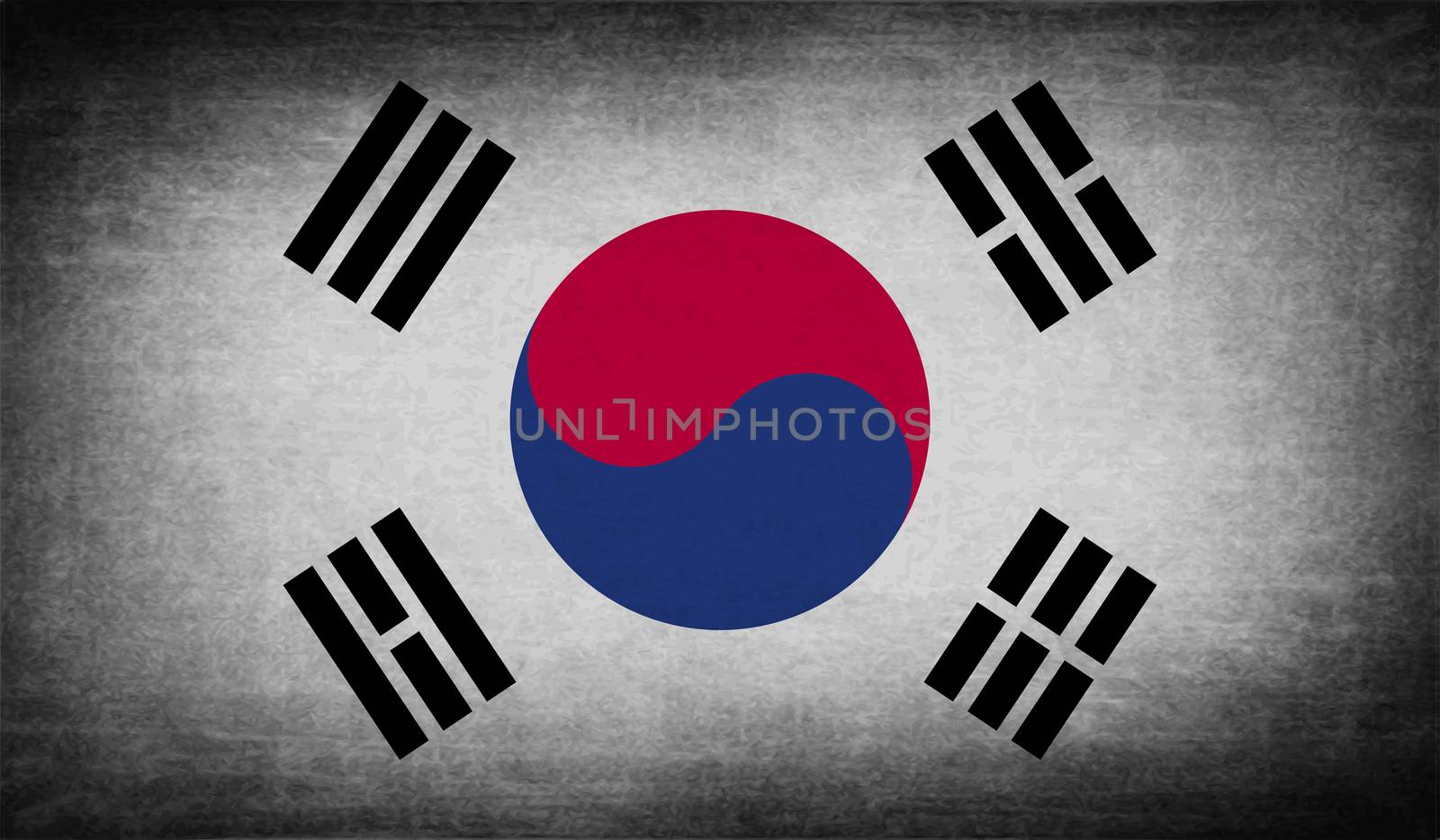 Flag of South Korea with old texture.  illustration