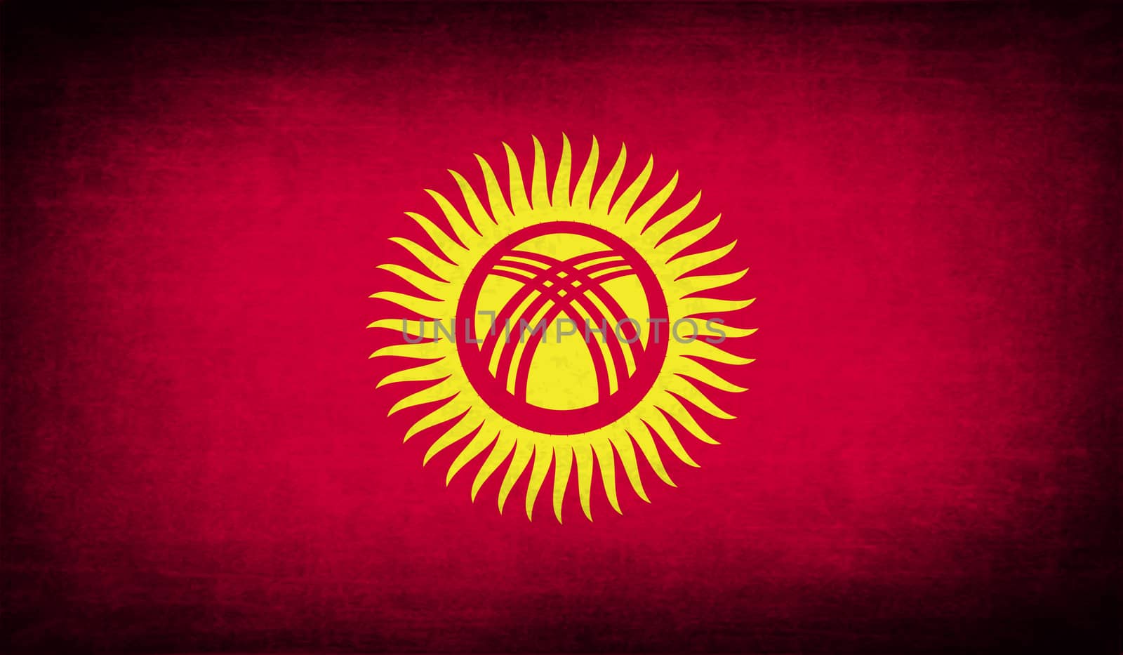 Flag of Kyrgyzstan with old texture.  illustration