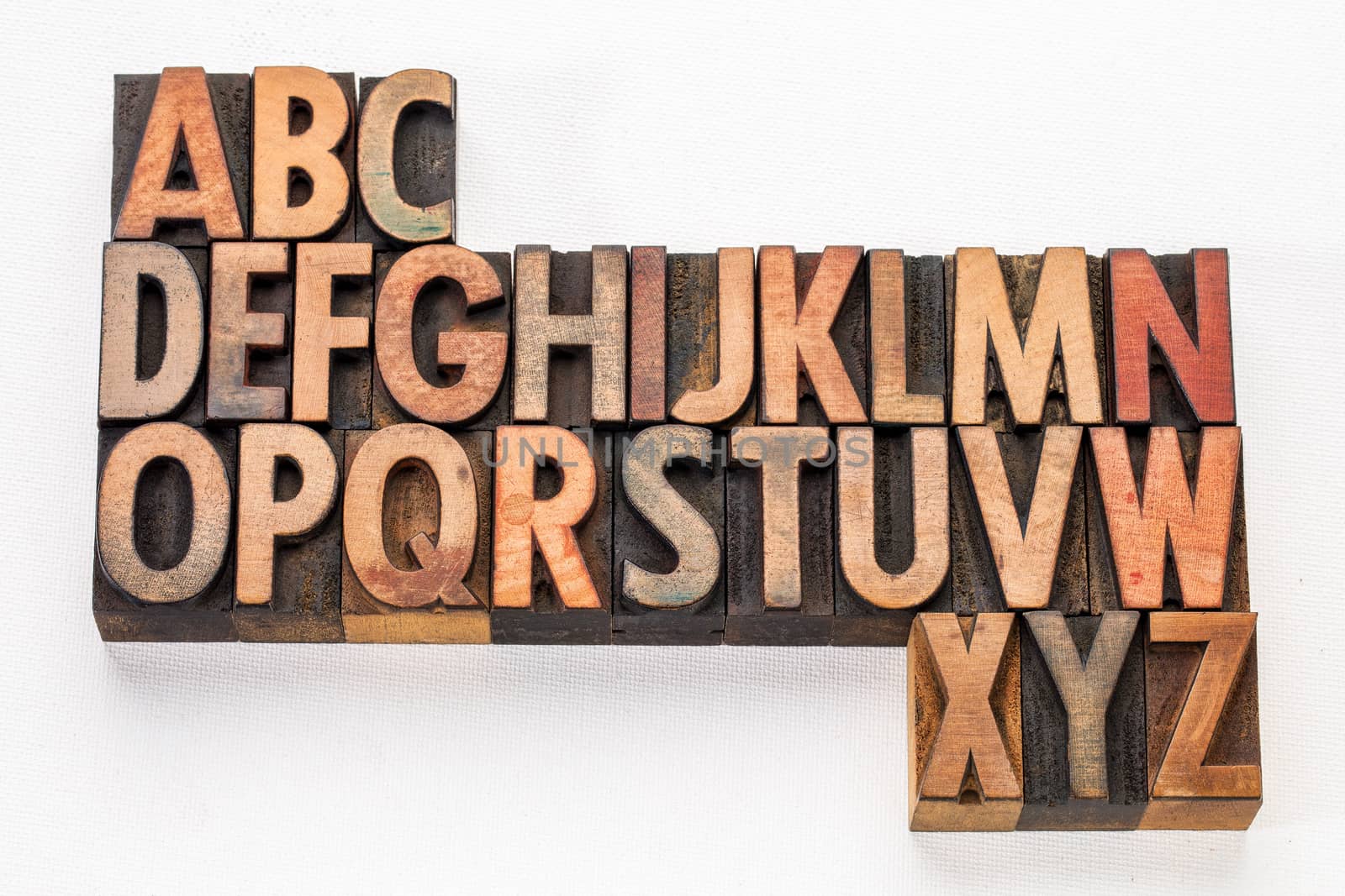 alphabet abstract in wood type by PixelsAway