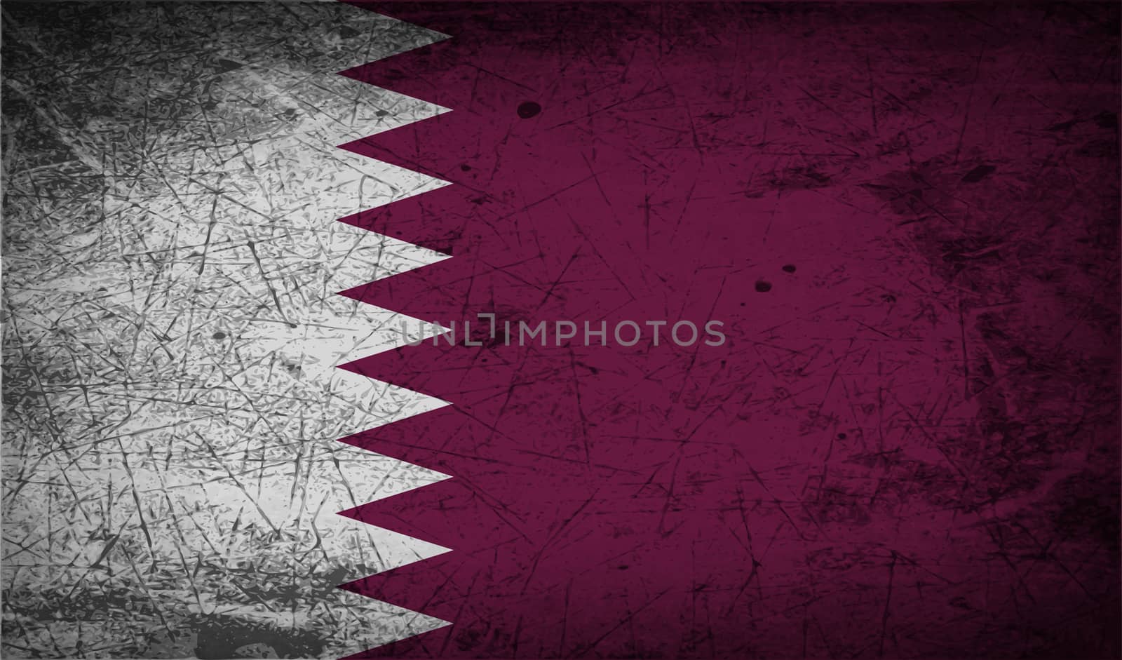 Flag of Qatar with old texture.  illustration