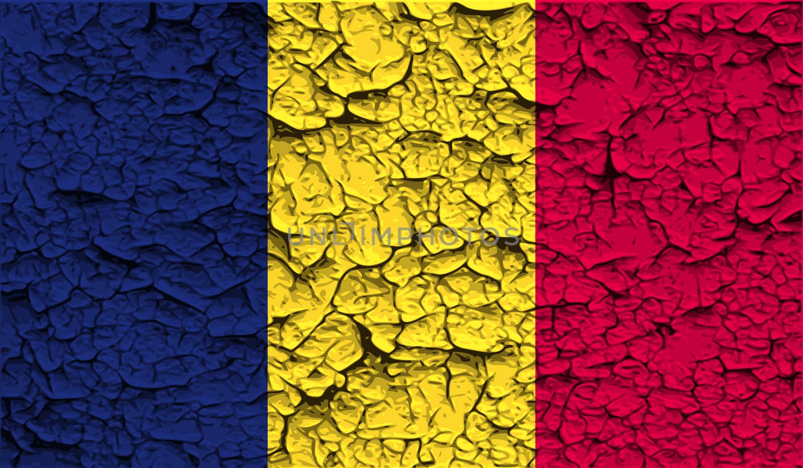 Flag of Chad with old texture.  illustration