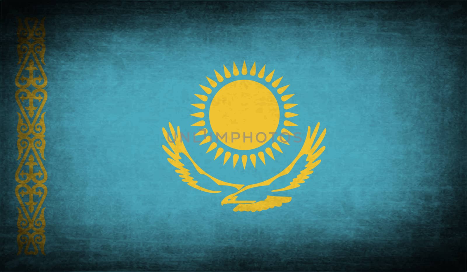 Flag of Kazakhstan with old texture.  by serhii_lohvyniuk
