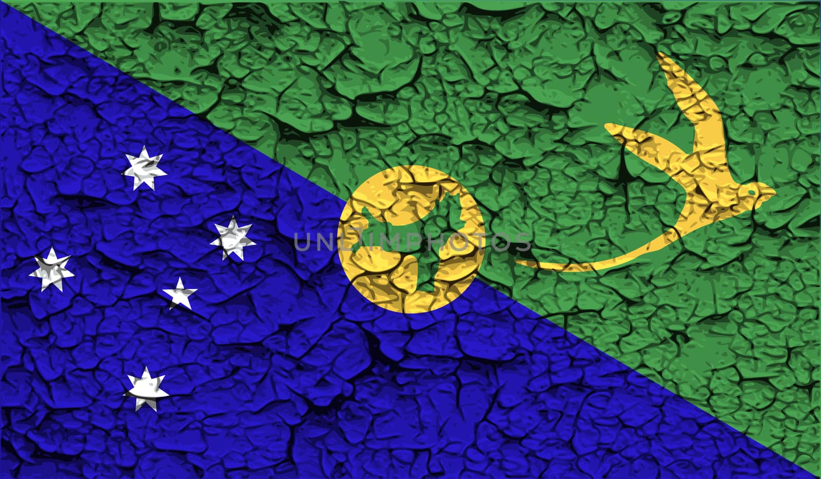 Flag of Christmas Island with old texture.  illustration