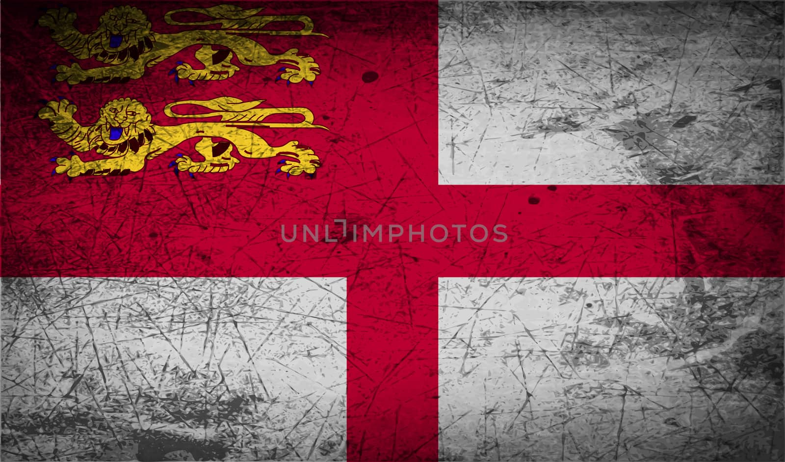 Flag of Sark with old texture.  illustration