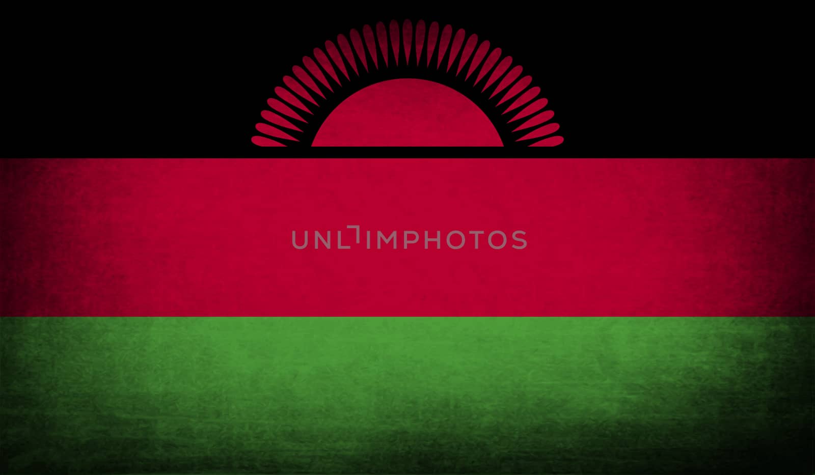 Flag of Malawi with old texture.  illustration