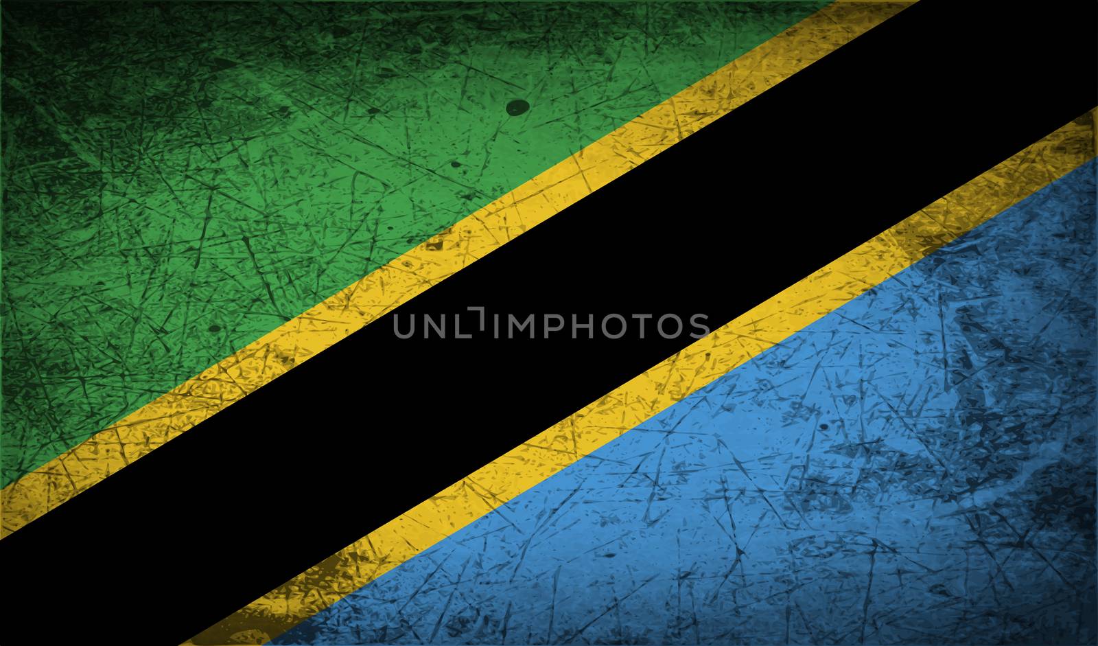 Flag of Tanzania with old texture.  illustration