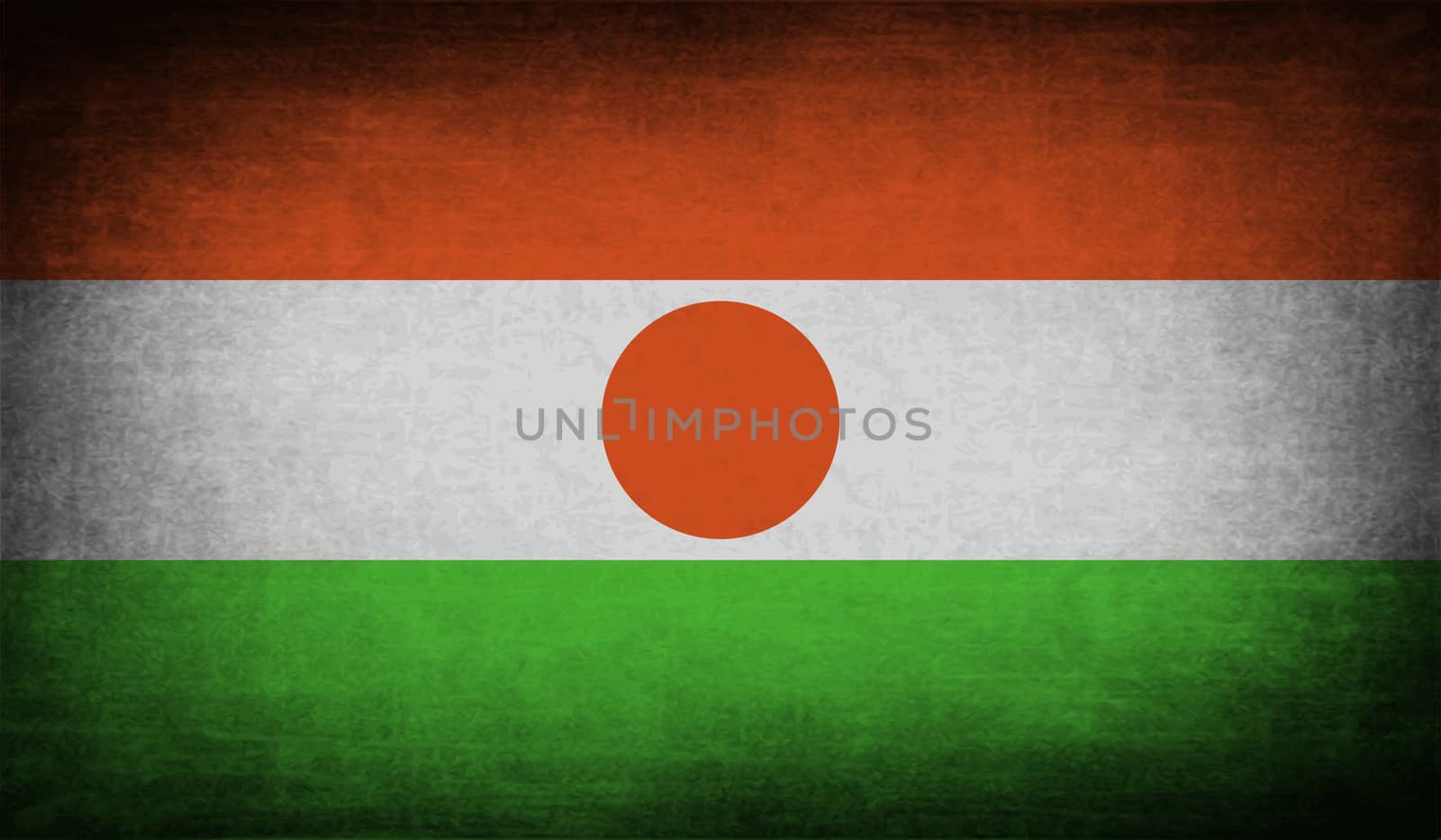 Flag of Niger with old texture.  illustration
