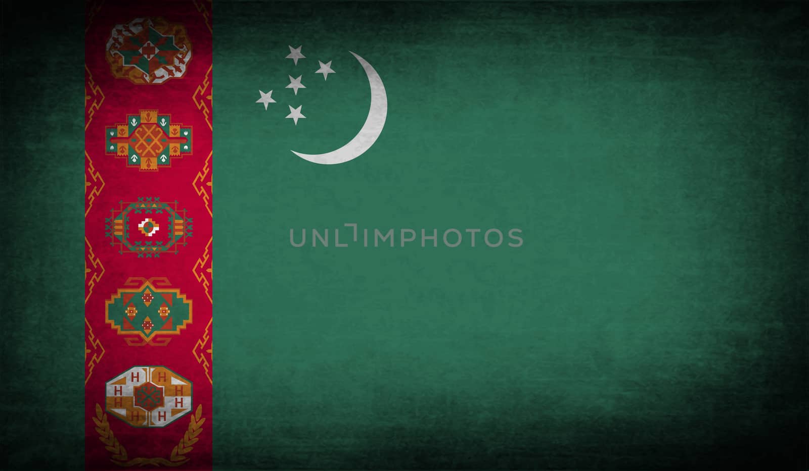 Flag of Turkmenistan with old texture.  by serhii_lohvyniuk