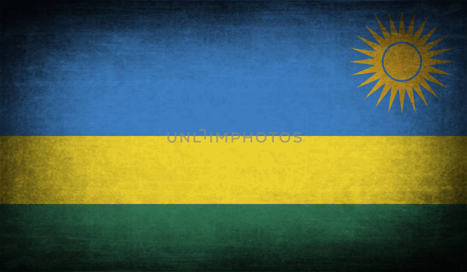 Flag of Rwanda with old texture.  illustration