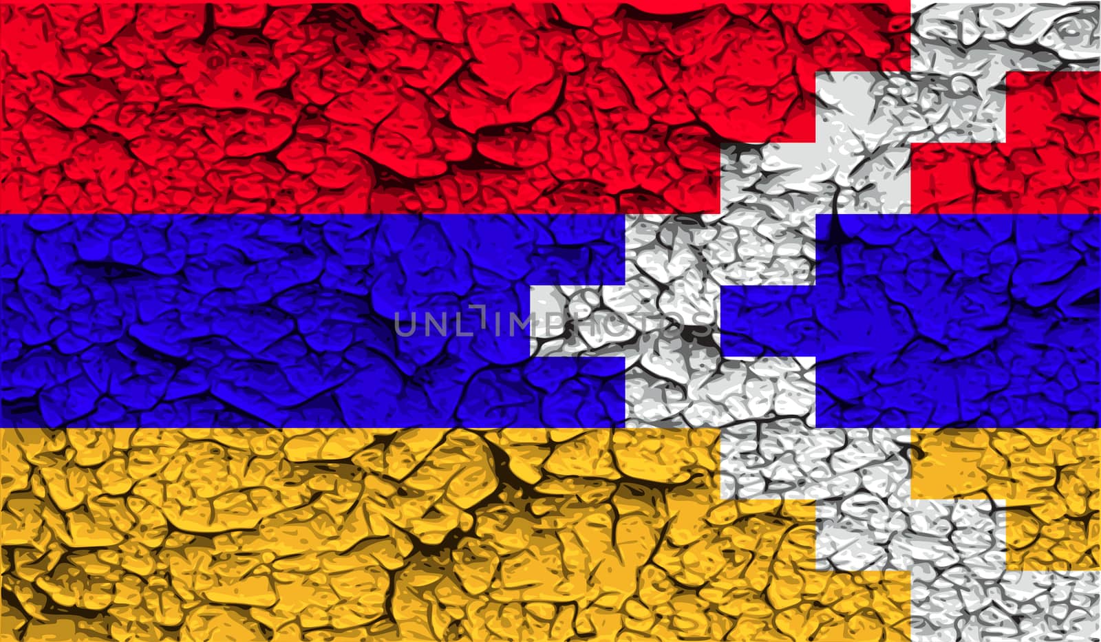 Flag of Karabakh Republic with old texture.  illustration