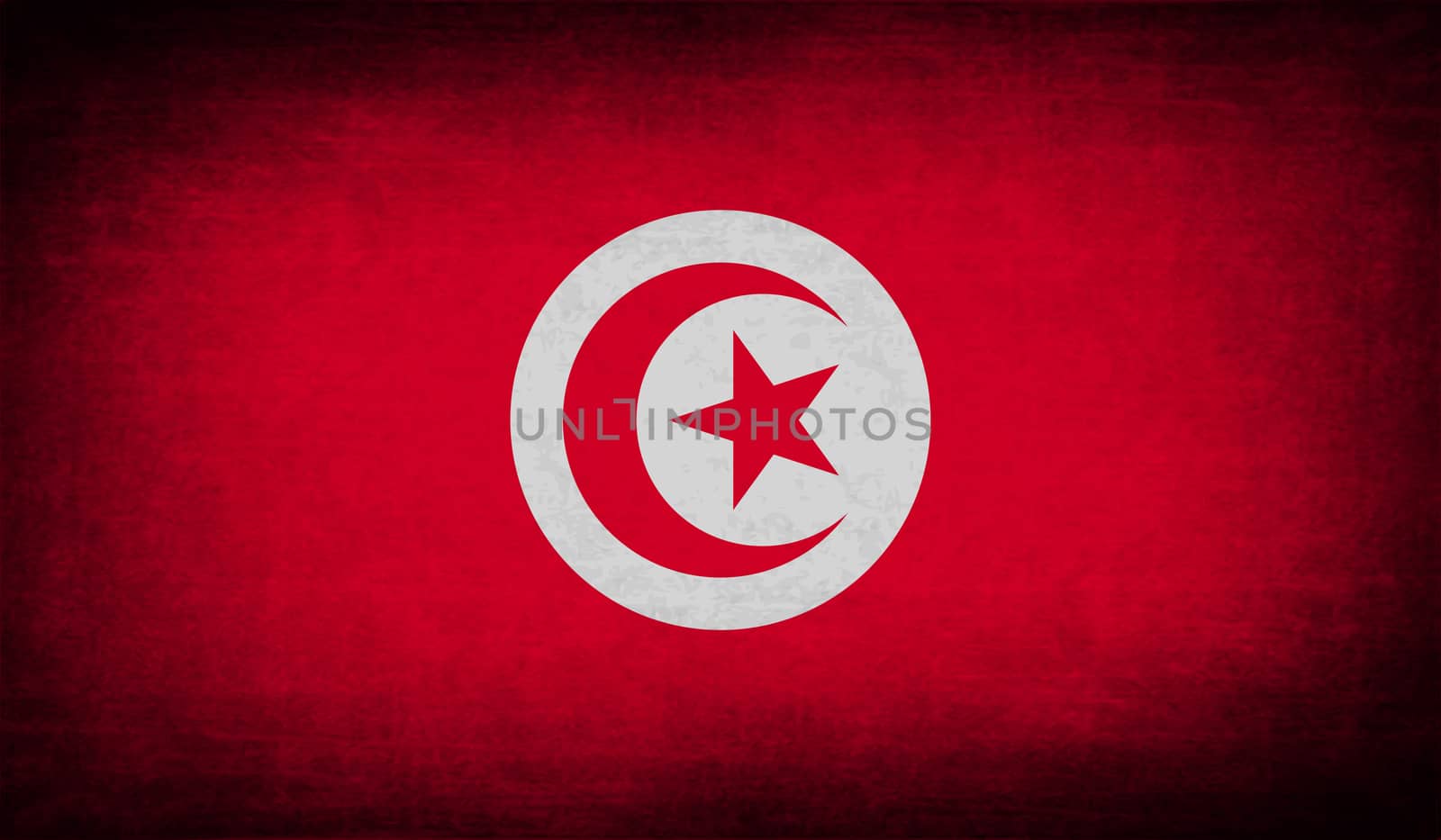 Flag of Tunisia with old texture.  by serhii_lohvyniuk