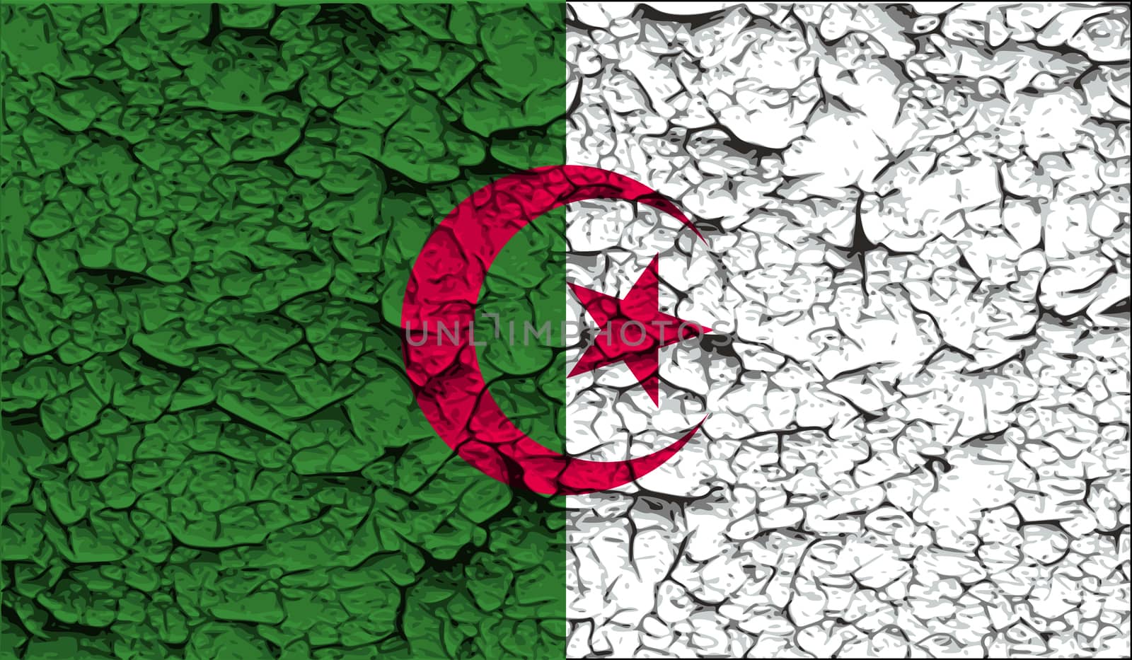 Flag of Algeria with old texture.  illustration