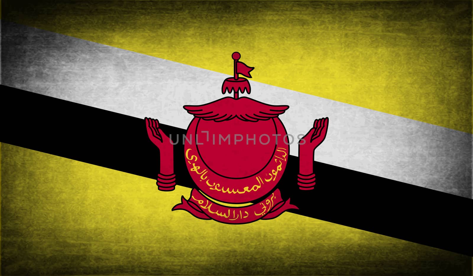 Flag of Brunei with old texture.  by serhii_lohvyniuk