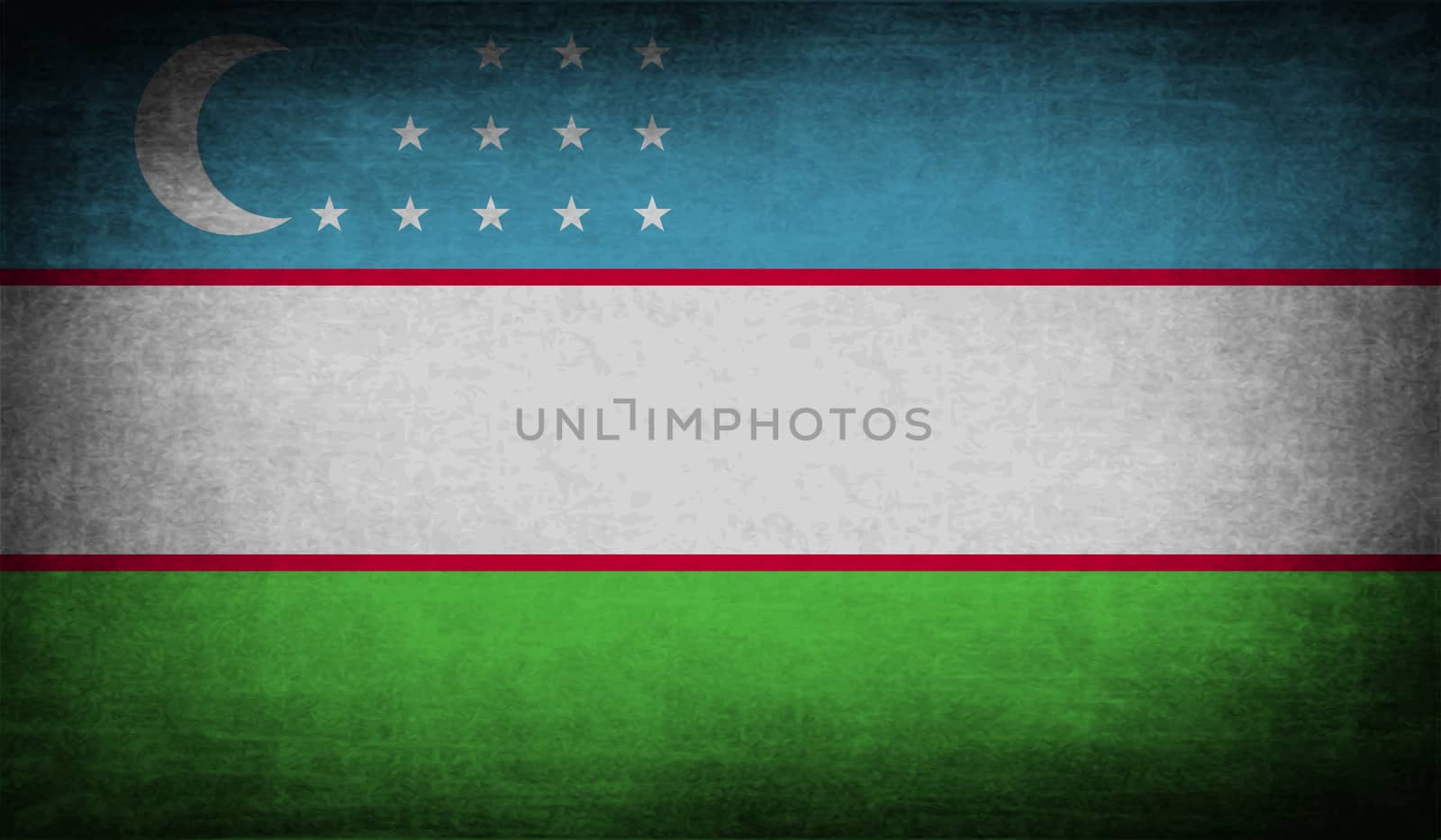 Flag of Uzbekistan with old texture.  by serhii_lohvyniuk