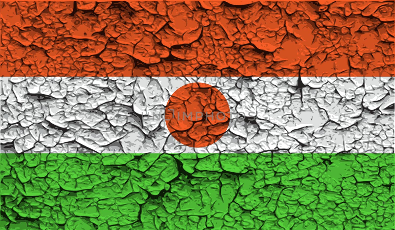 Flag of Niger with old texture.  illustration