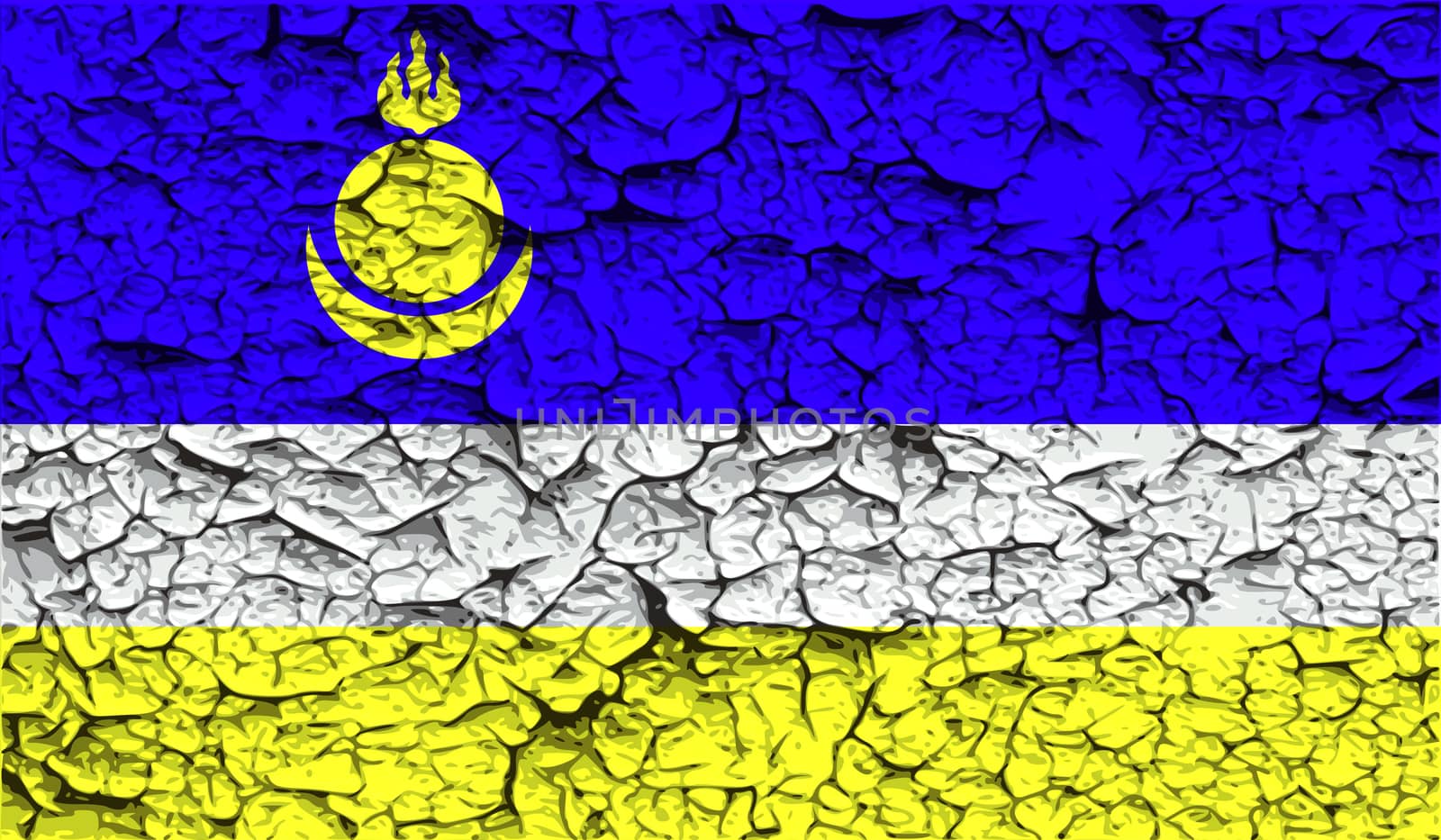 Flag of Buryatia with old texture.  illustration