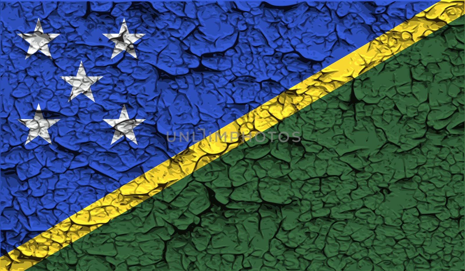 Flag of Solomon Islands with old texture.  by serhii_lohvyniuk