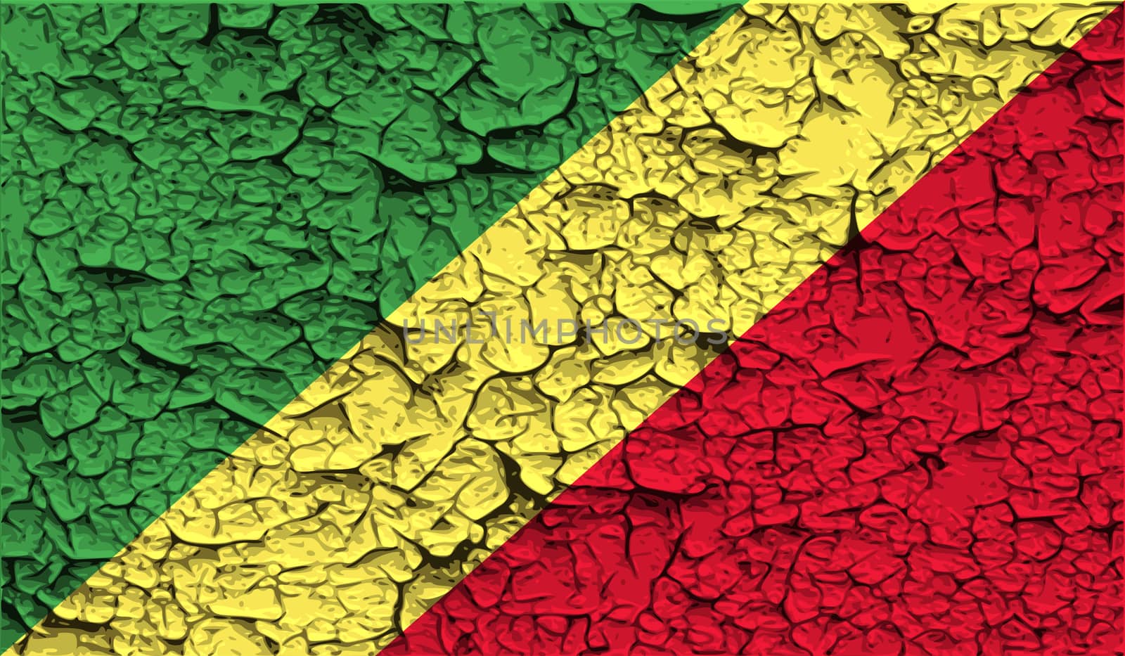 Flag of Congo Republic with old texture.  illustration
