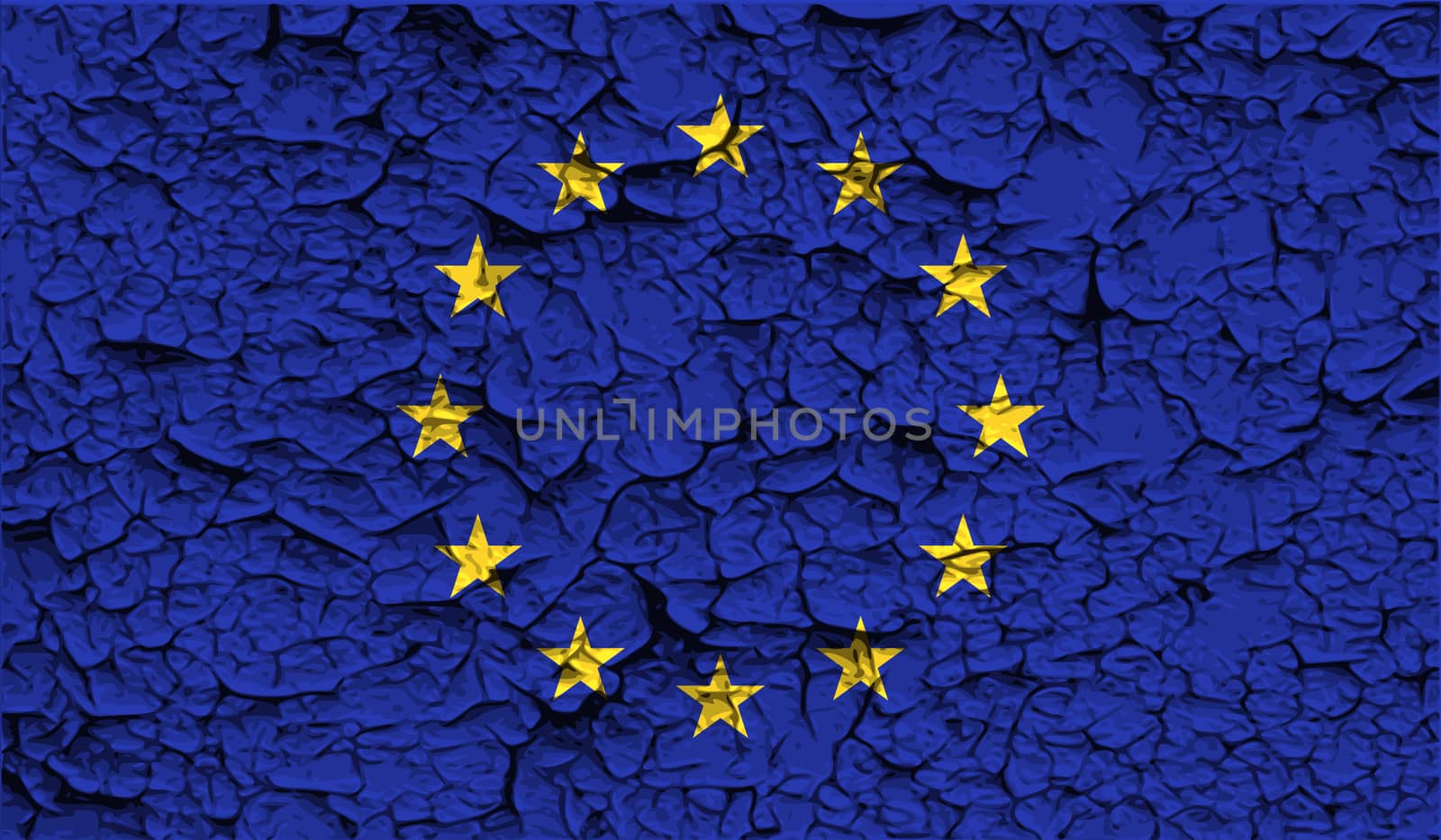 Flag of European Union with old texture.  illustration