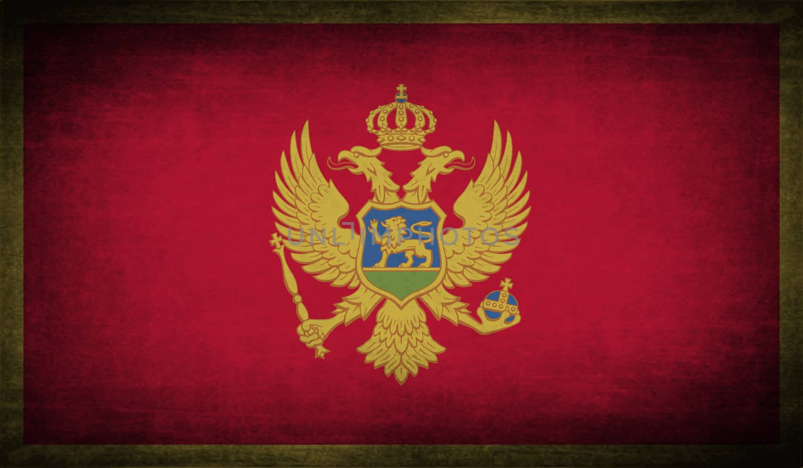 Flag of Montenegro with old texture.  by serhii_lohvyniuk