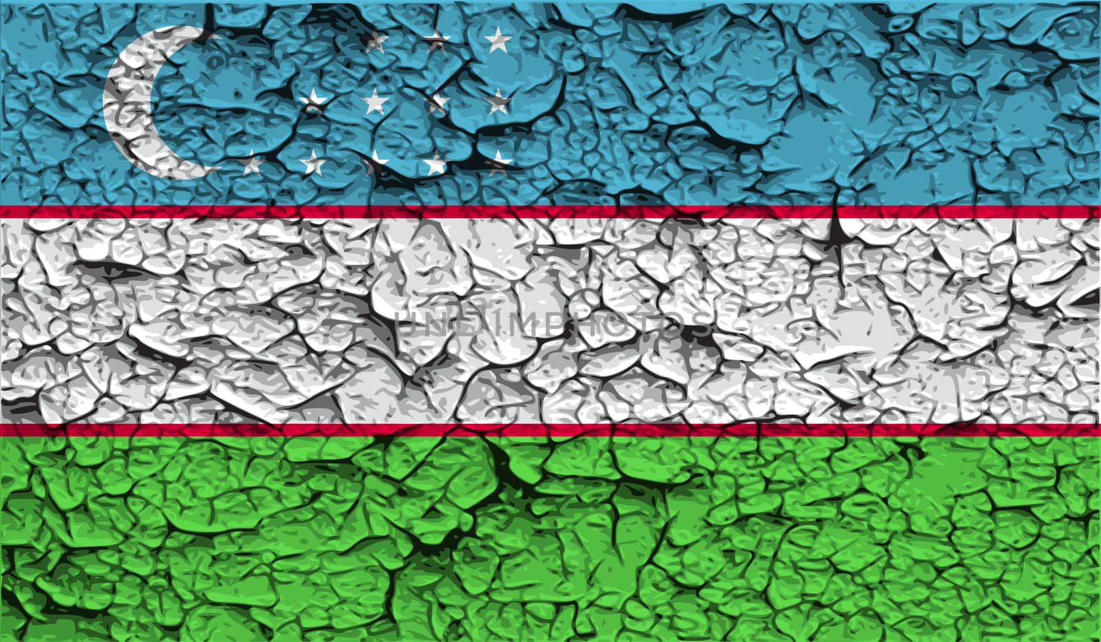 Flag of Uzbekistan with old texture.  by serhii_lohvyniuk