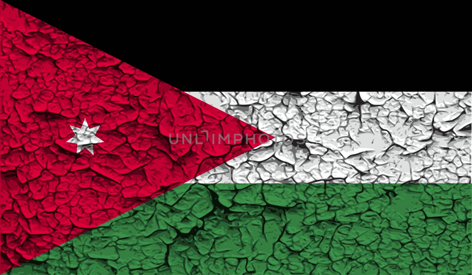 Flag of Jordan with old texture.  illustration