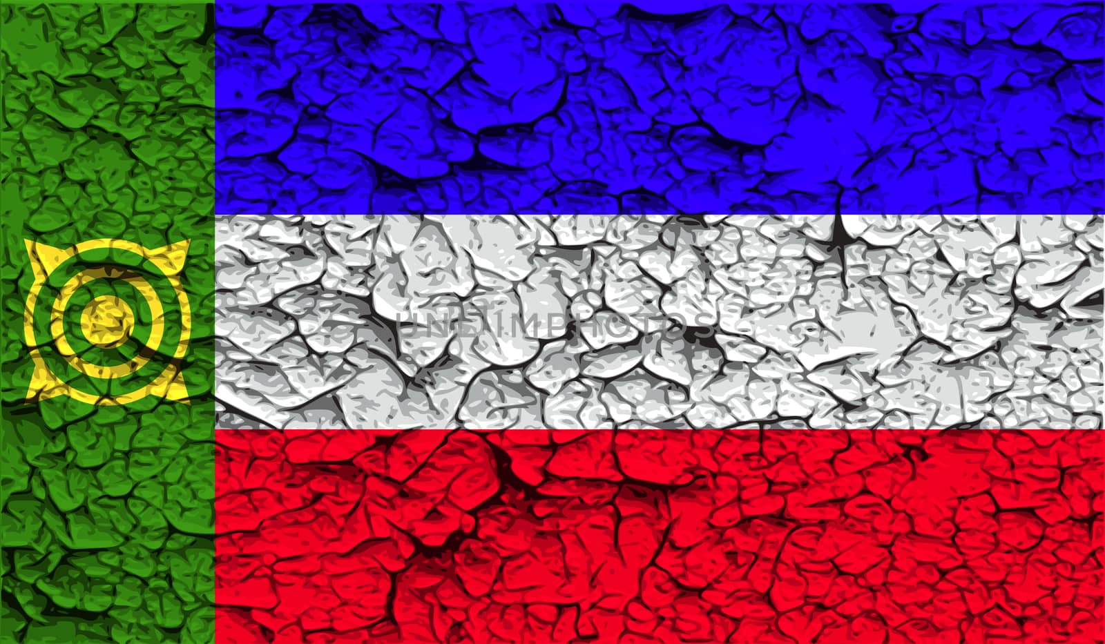 Flag of Khakassia with old texture.  by serhii_lohvyniuk