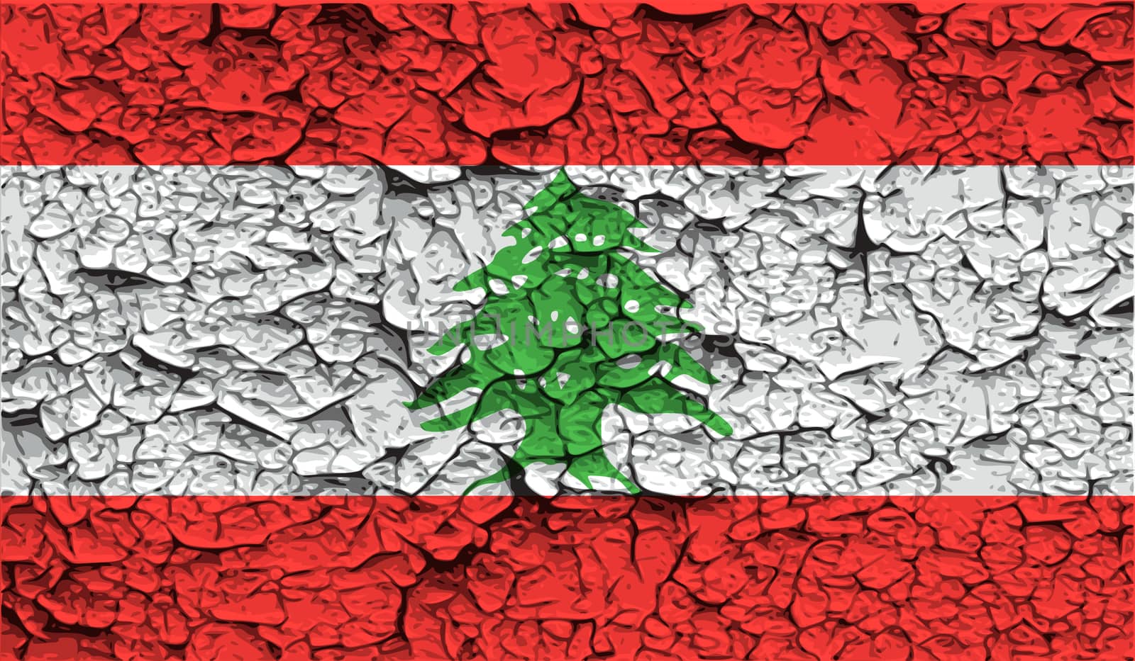 Flag of Lebanon with old texture.  by serhii_lohvyniuk