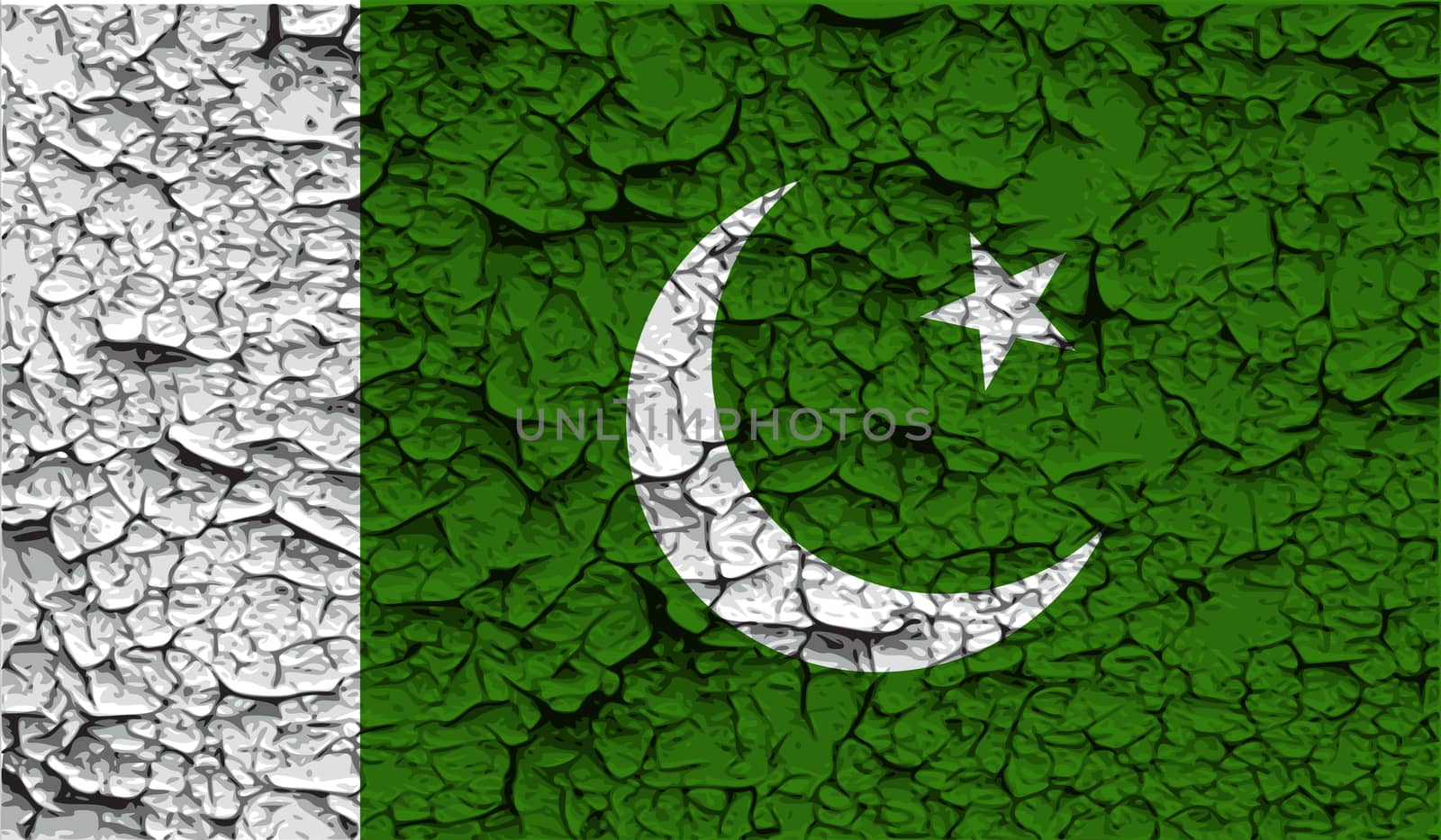 Flag of Pakistan with old texture.  illustration