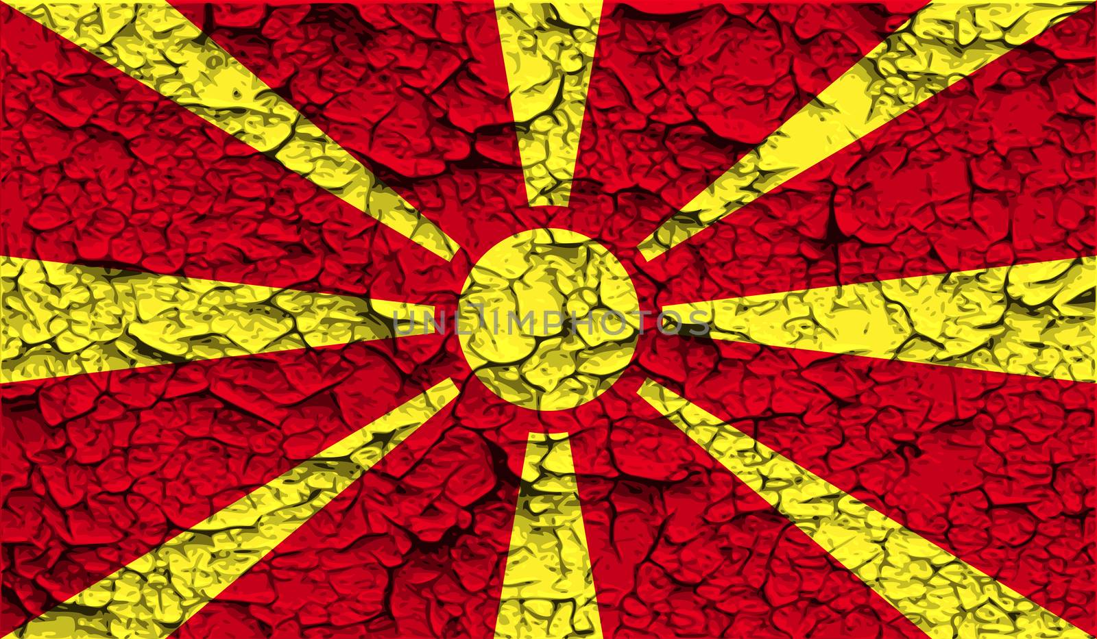Flag of Macedonia with old texture.  illustration