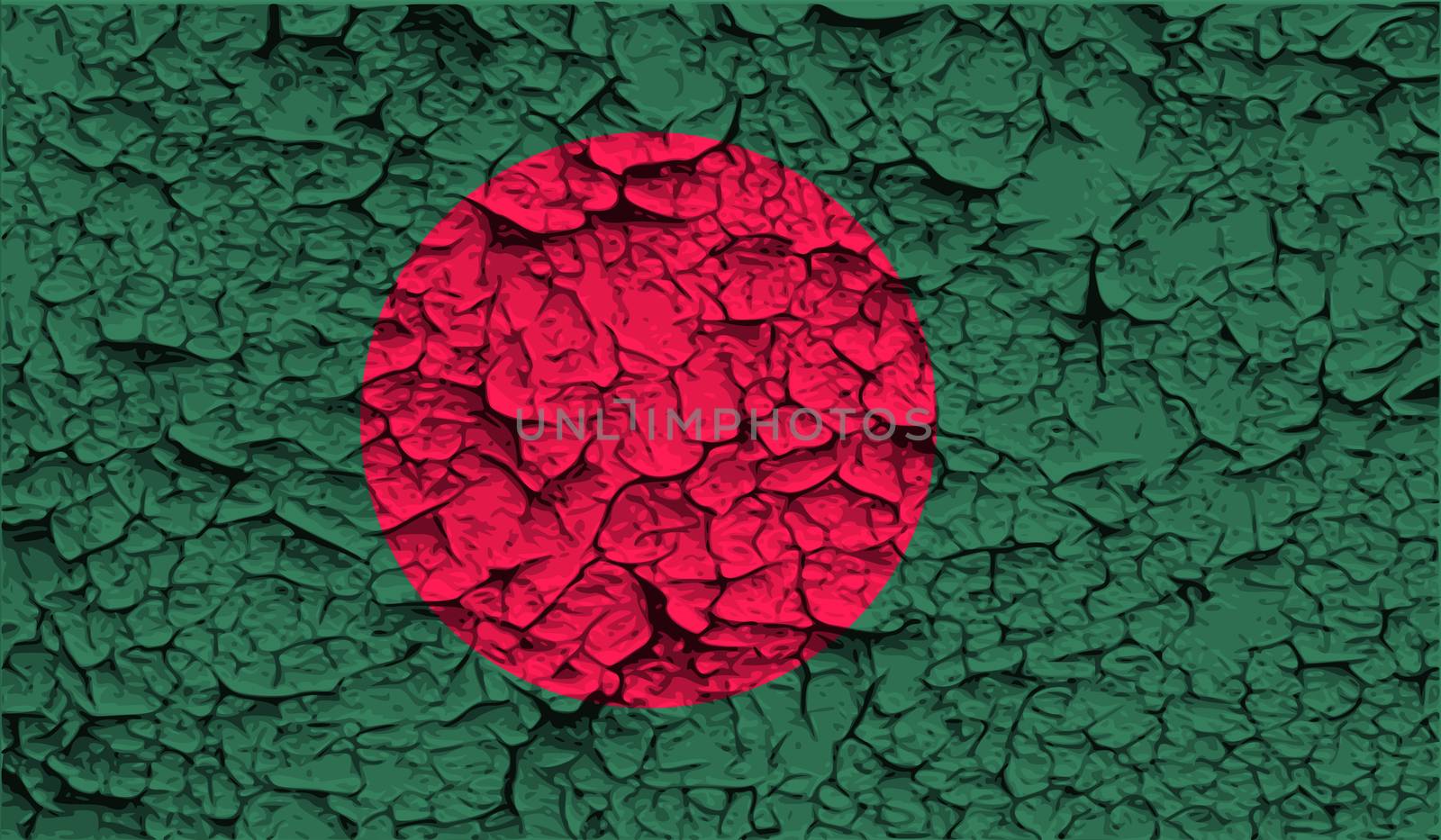 Flag of Bangladesh with old texture.  illustration