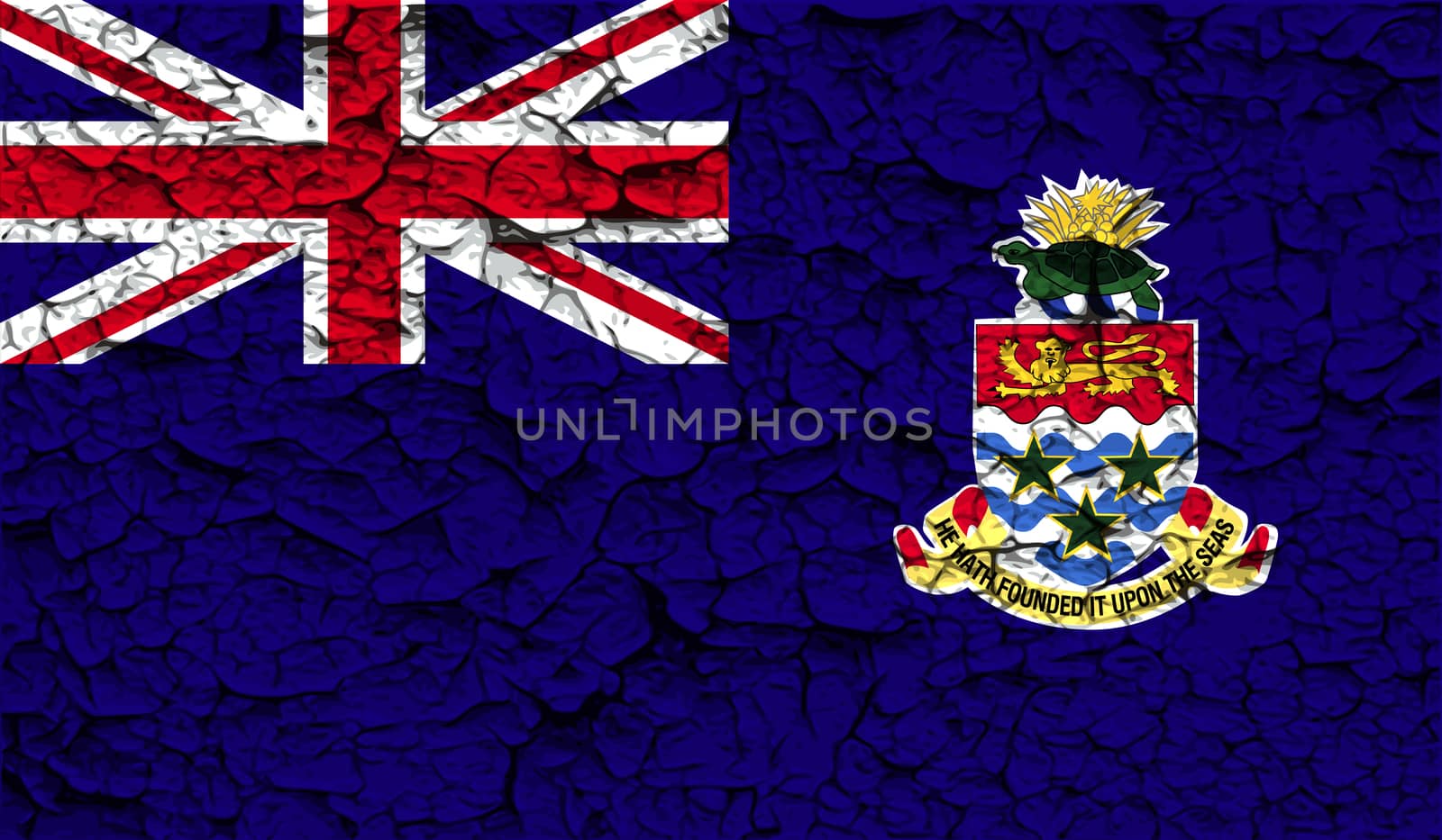 Flag of Cayman Islands with old texture.  illustration