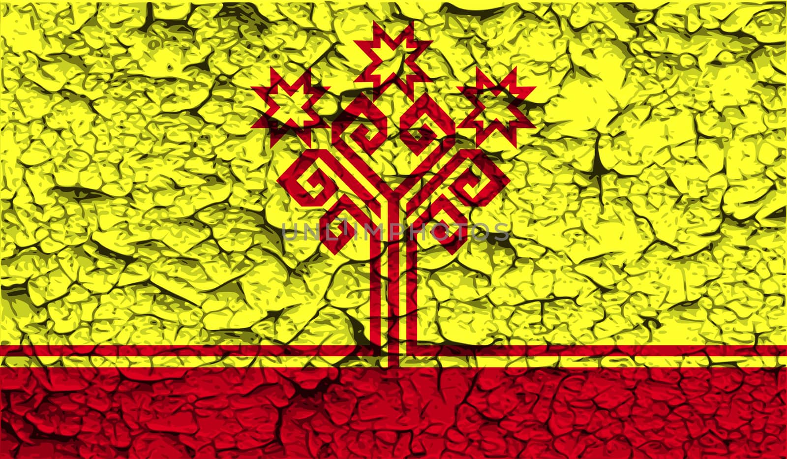 Flag of Chuvashia with old texture.  by serhii_lohvyniuk