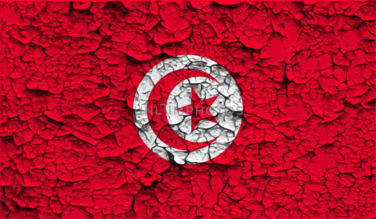 Flag of Tunisia with old texture.  by serhii_lohvyniuk