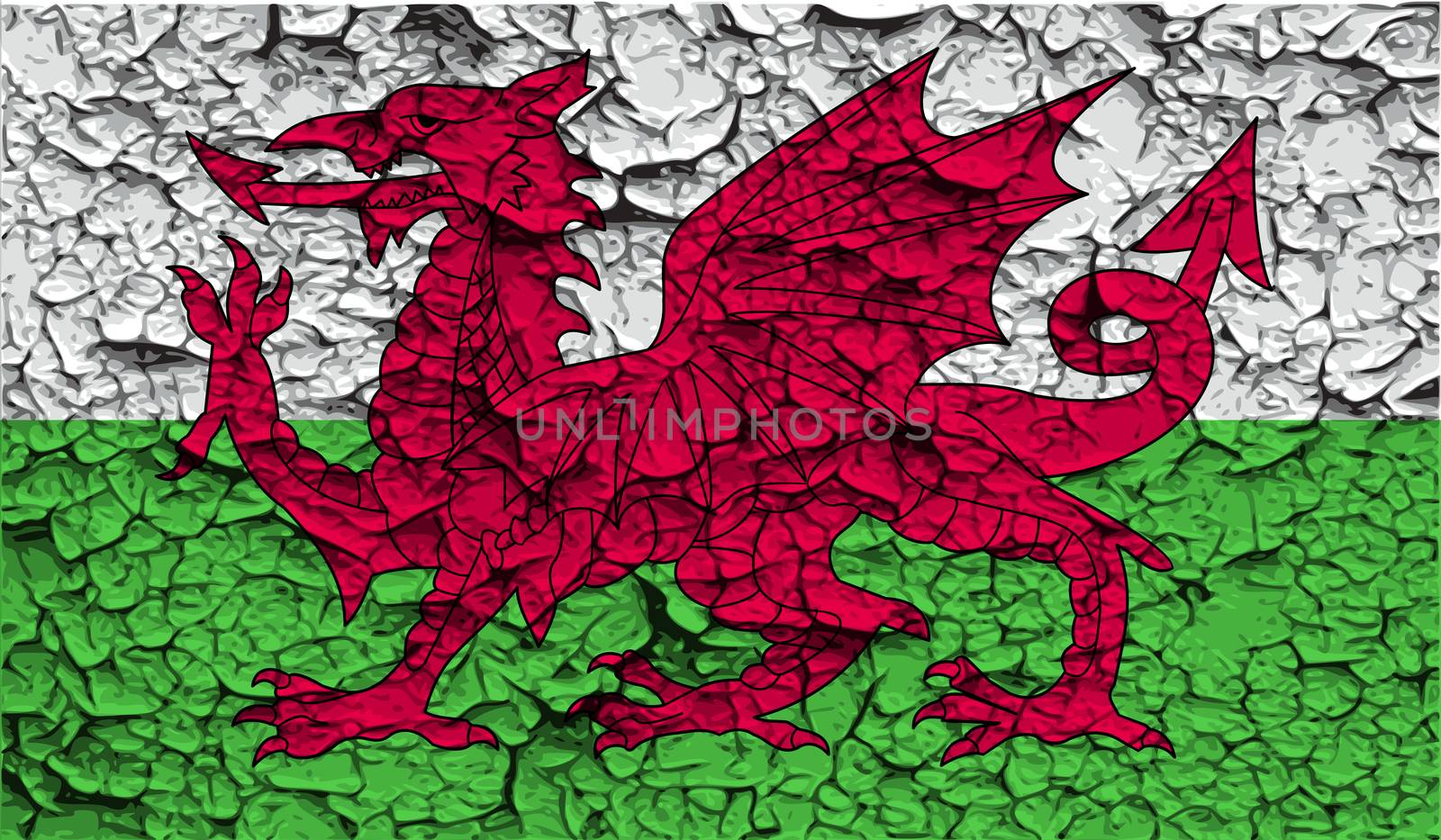 Flag of Wales with old texture.  by serhii_lohvyniuk