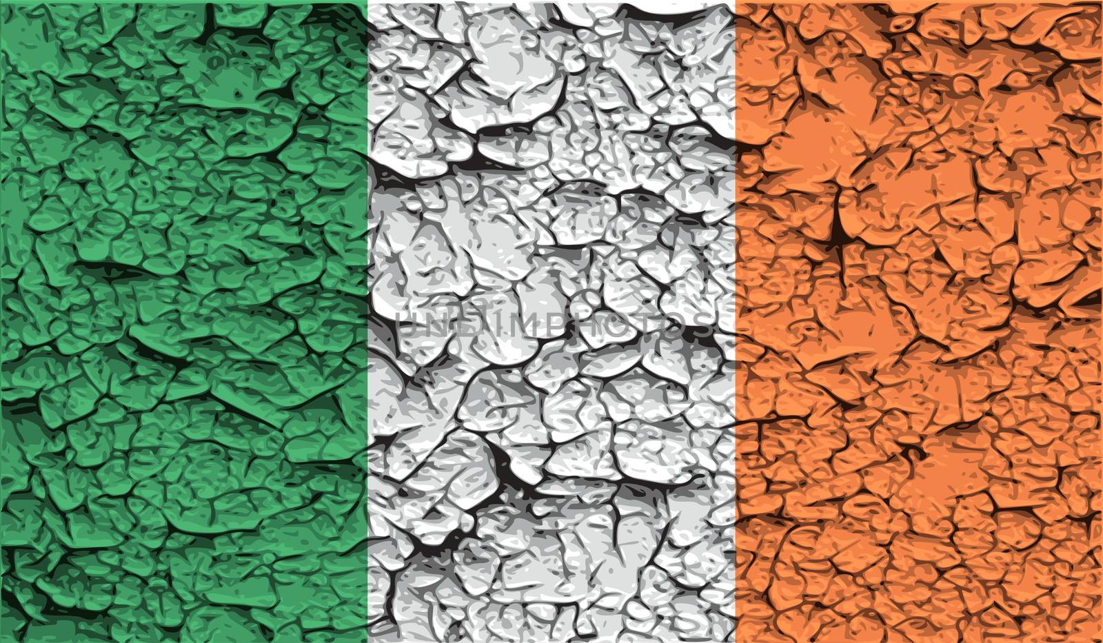 Flag of Ireland with old texture.  illustration