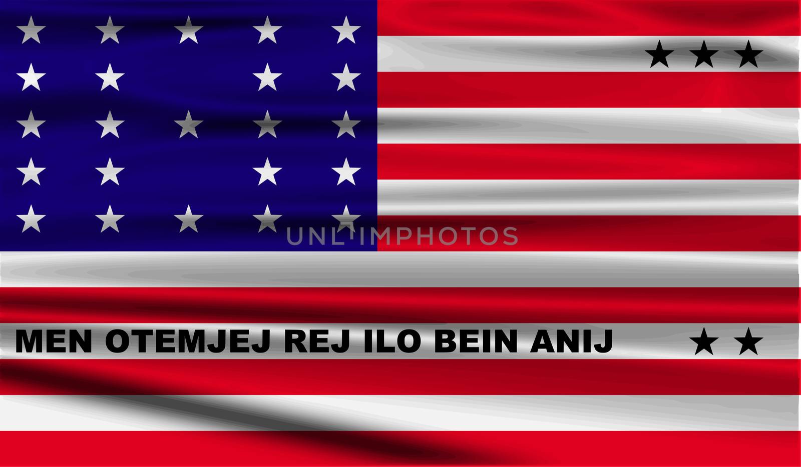 Flag of Bikini Atoll with old texture.  illustration