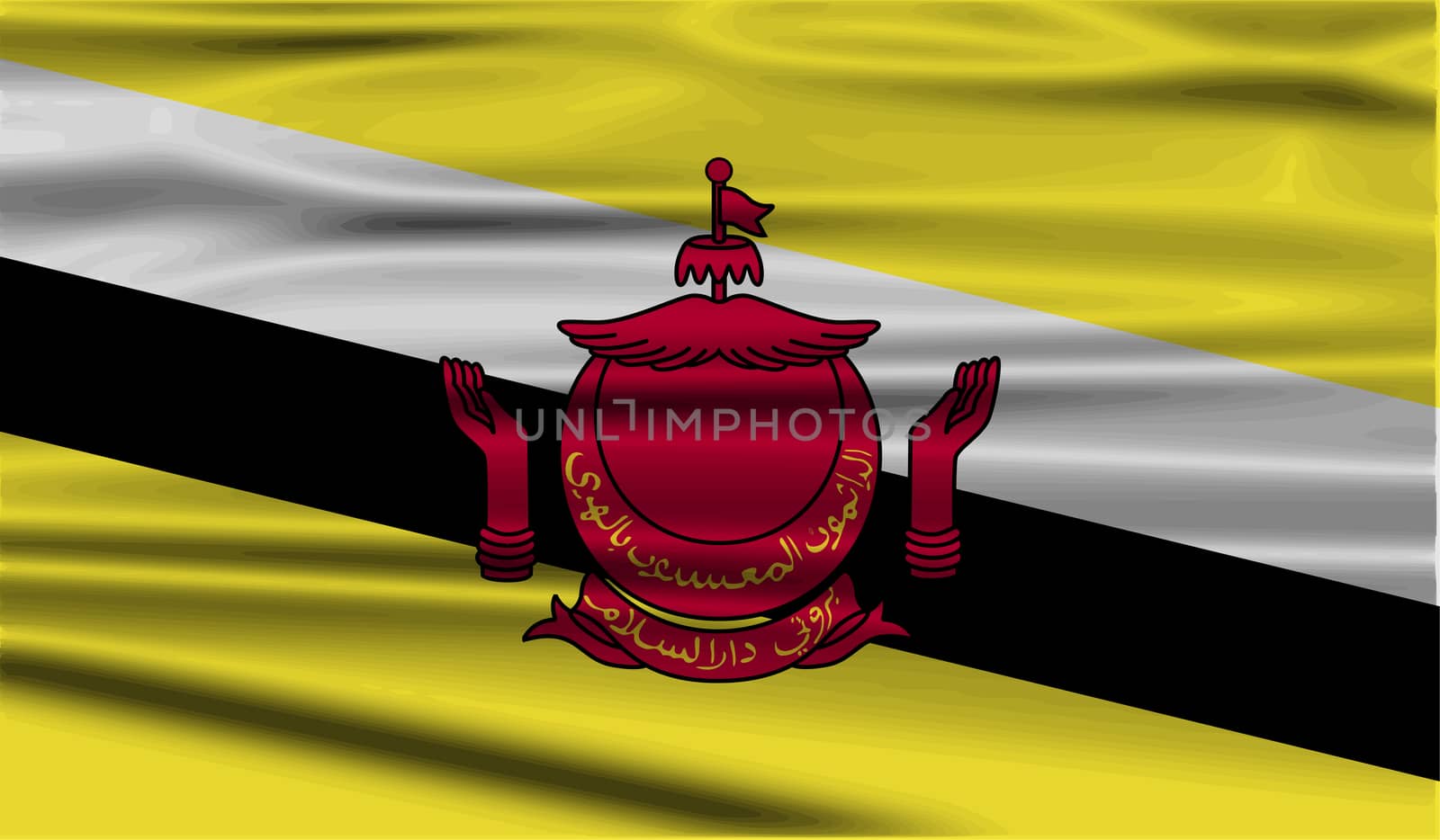Flag of Brunei with old texture.  illustration