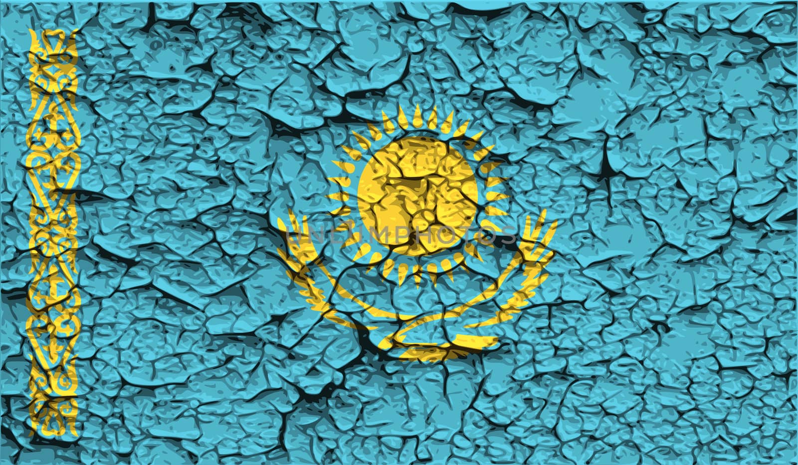 Flag of Kazakhstan with old texture.  by serhii_lohvyniuk