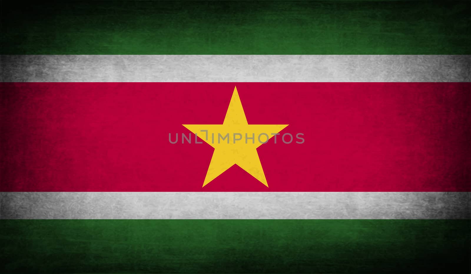 Flag of Suriname with old texture.  illustration