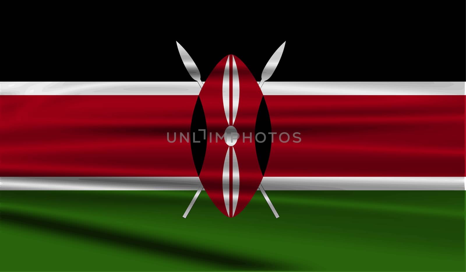 Flag of Kenya with old texture.  by serhii_lohvyniuk