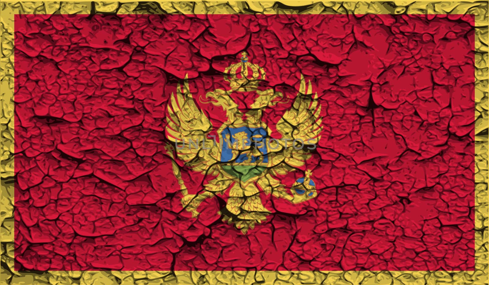 Flag of Montenegro with old texture.  by serhii_lohvyniuk
