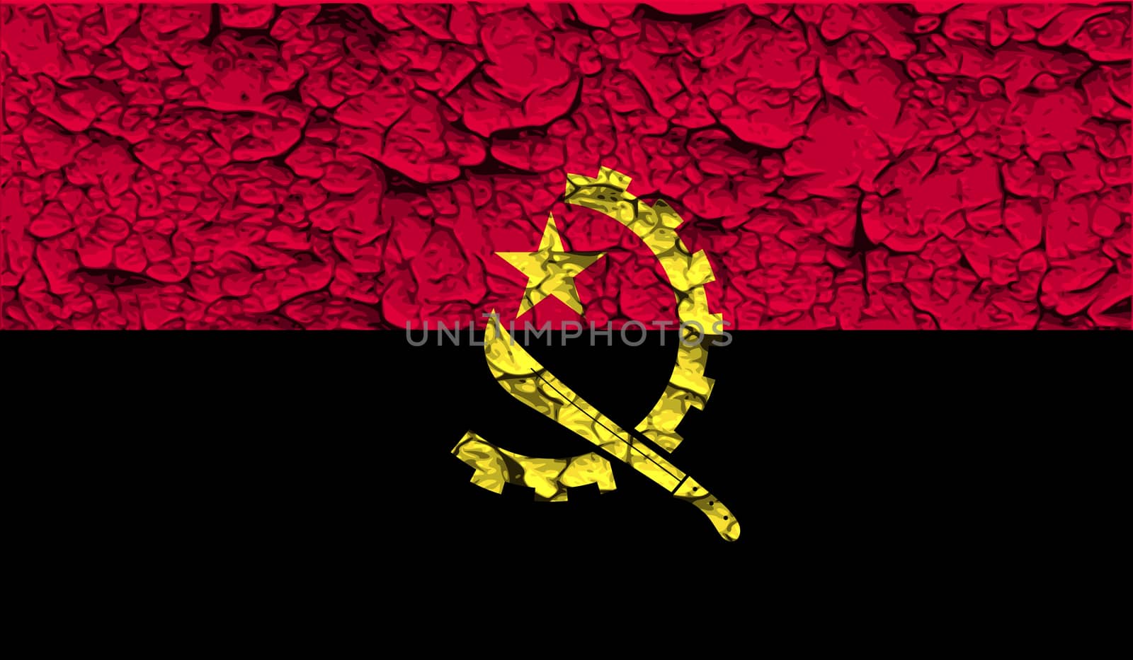 Flag of Angola with old texture.  illustration